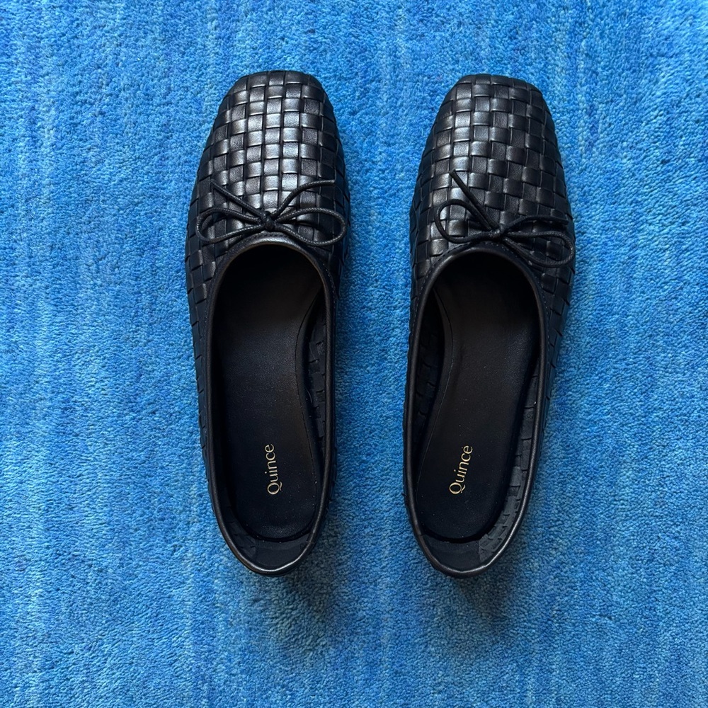 Quince Italian Leather Handwoven Square Toe Ballet Flats - NEVER WORN / NWOT